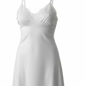 Sears Lace-Trim Slip Chemise - Light White